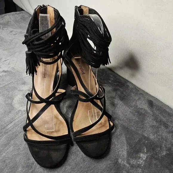 Jeffrey Campbell Despina Black Suede Block Heels