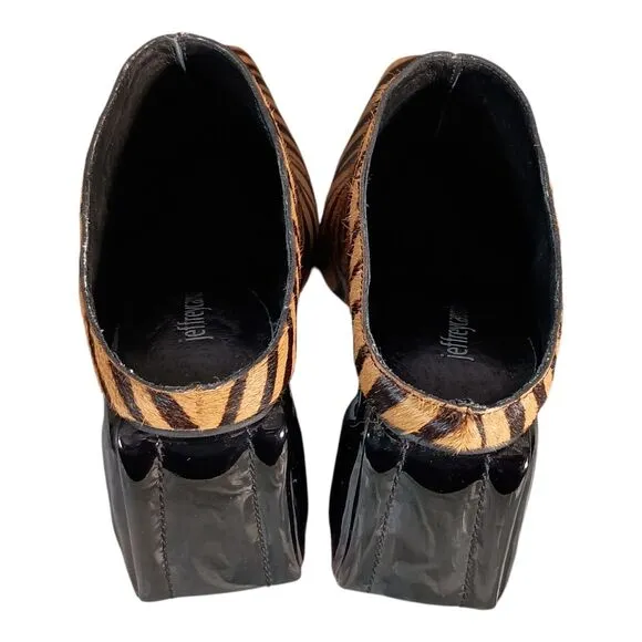 Jeffrey Campbell Duchamp Real Cow Hair Leather Mule Clogs Tan Black Women's 6 M