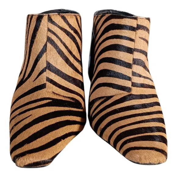 Jeffrey Campbell Duchamp Real Cow Hair Leather Mule Clogs Tan Black Women's 6 M