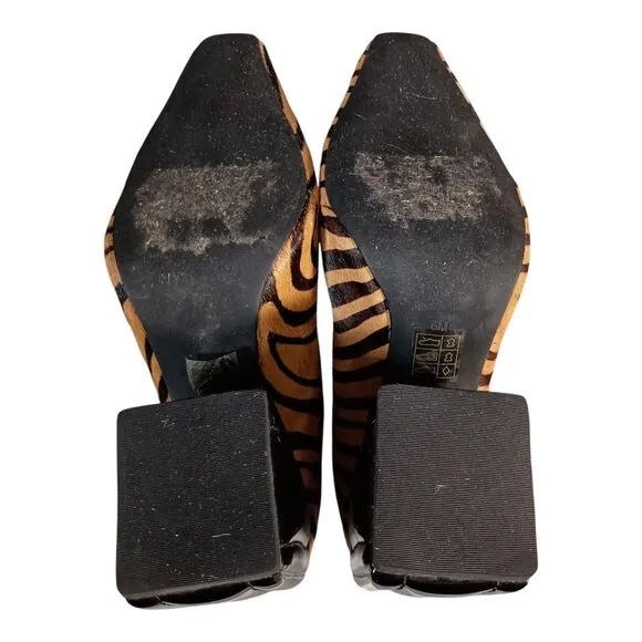 Jeffrey Campbell Duchamp Real Cow Hair Leather Mule Clogs Tan Black Women's 6 M