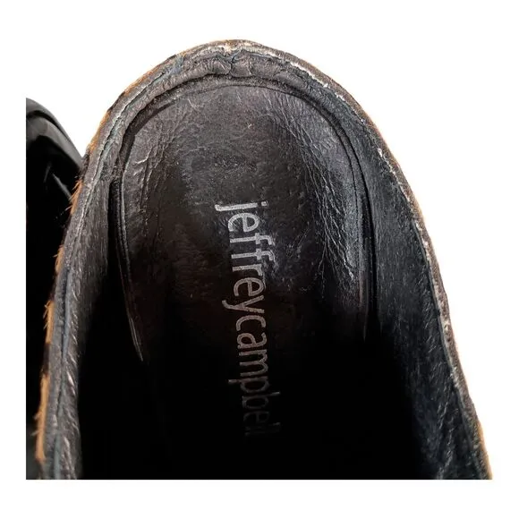Jeffrey Campbell Duchamp Real Cow Hair Leather Mule Clogs Tan Black Women's 6 M