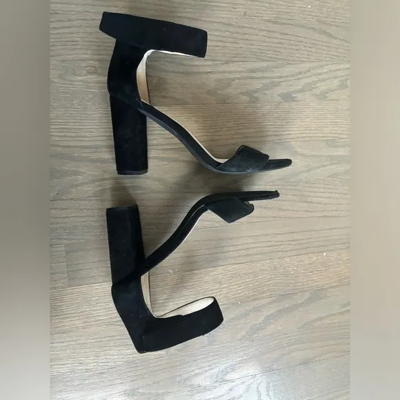Jeffrey Campbell Lindsay Women’s Size 9 High Heels Black Suede Block Ankle Strap