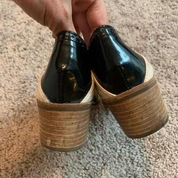 Jeffrey Campbell Retro Vintage Inspired Patent Leather Oxford Heels Black 6.5