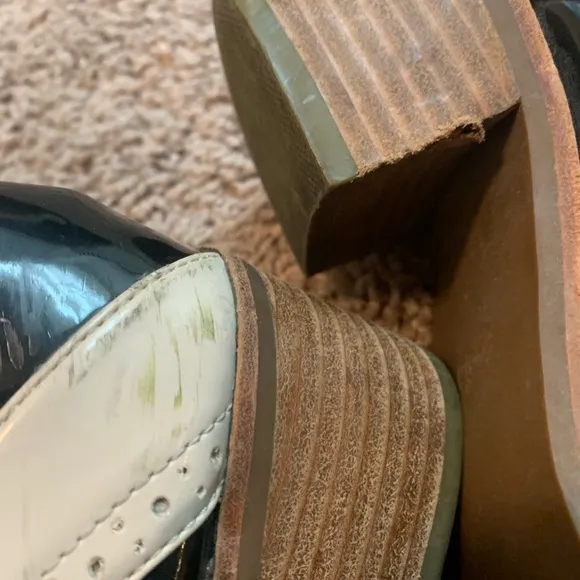 Jeffrey Campbell Retro Vintage Inspired Patent Leather Oxford Heels Black 6.5