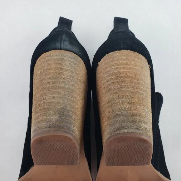 Jeffrey Campbell Rosalee Ankle Boot Womens 8 Black Suede Block Heel Slip On