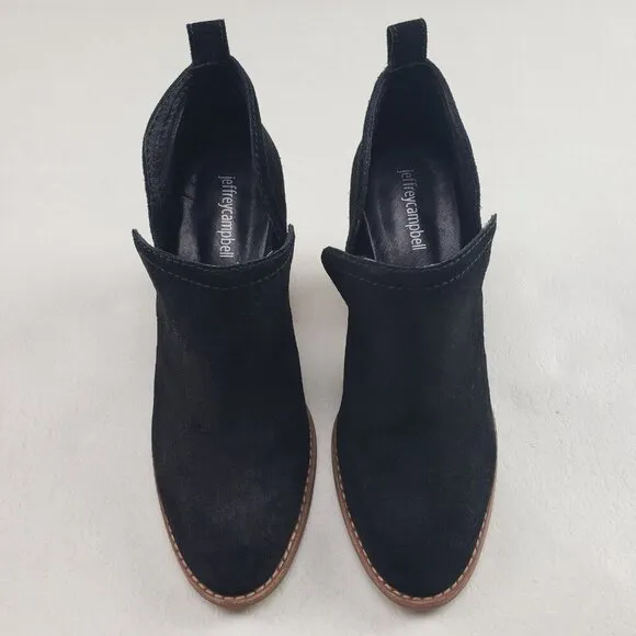 Jeffrey Campbell Rosalee Ankle Boot Womens 8 Black Suede Block Heel Slip On