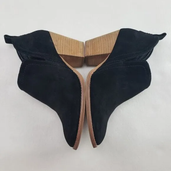 Jeffrey Campbell Rosalee Ankle Boot Womens 8 Black Suede Block Heel Slip On