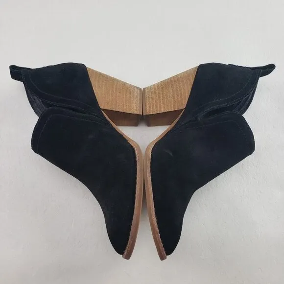 Jeffrey Campbell Rosalee Ankle Boot Womens 8 Black Suede Block Heel Slip On