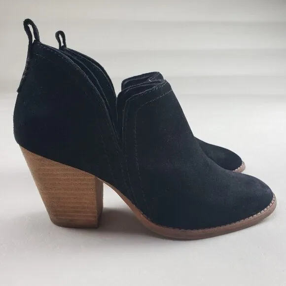Jeffrey Campbell Rosalee Ankle Boot Womens 8 Black Suede Block Heel Slip On