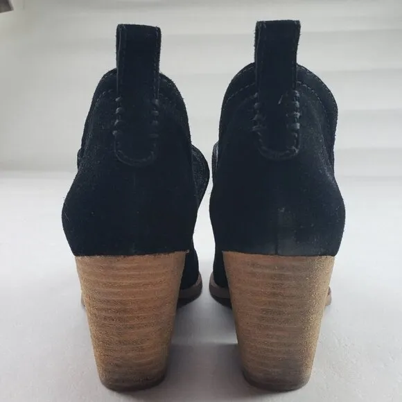 Jeffrey Campbell Rosalee Ankle Boot Womens 8 Black Suede Block Heel Slip On