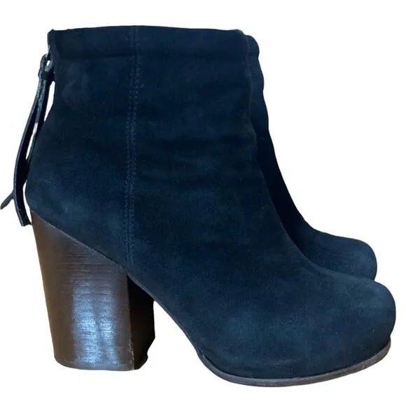 Jeffrey Campbell Rumble Booties Black Suede Ankle Block Heel size 8