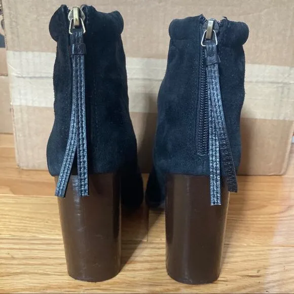 Jeffrey Campbell Rumble Booties Black Suede Ankle Block Heel size 8