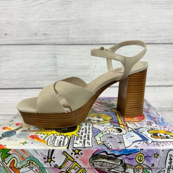 Jeffrey Campbell Womens Cream Seraphin Ankle Strap Platform Sandal Heels Size 10