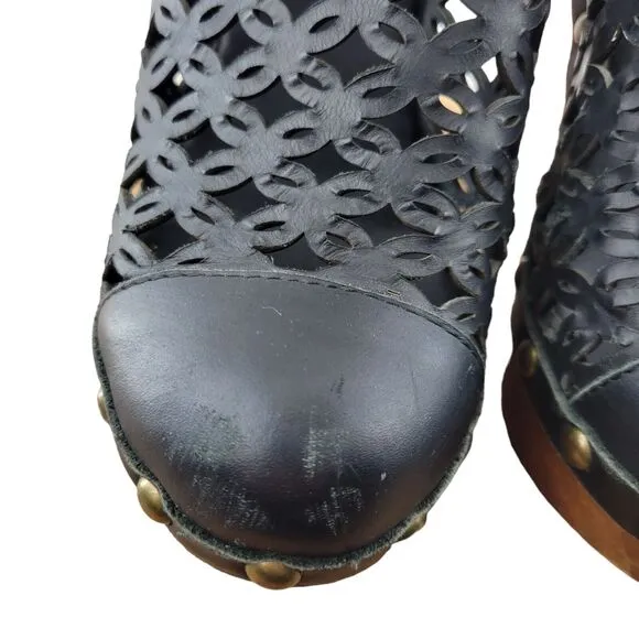 Jeffrey Campbell Woodies Platform Heel Clogs Womens Size 6 Black Leather Studded