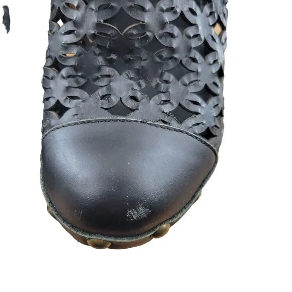 Jeffrey Campbell Woodies Platform Heel Clogs Womens Size 6 Black Leather Studded