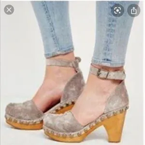 Jeffrey Campbell X Free People Daub Boho Suede Closed Toe Clogs Women's Size 9