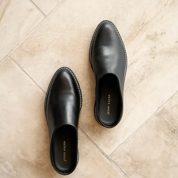 Jenni Kayne Leather Lug Mule in Black, size 7