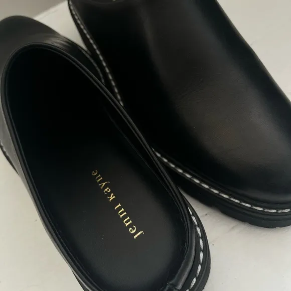 Jenni Kayne Leather Lug Mule in Black, size 7