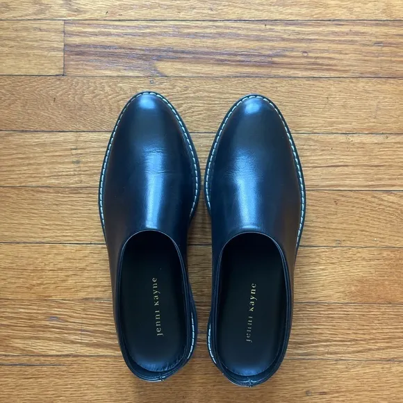 Jenni Kayne Leather Lug Mule in Black, size 7