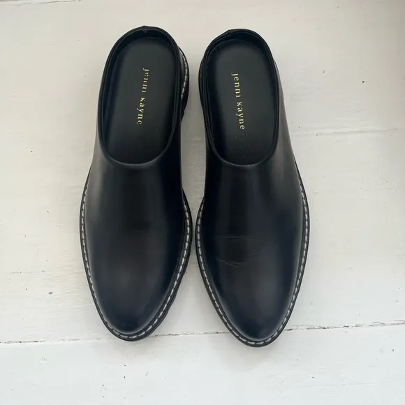 Jenni Kayne Leather Lug Mule in Black, size 7