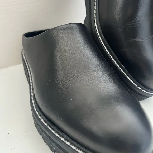 Jenni Kayne Leather Lug Mule in Black, size 7