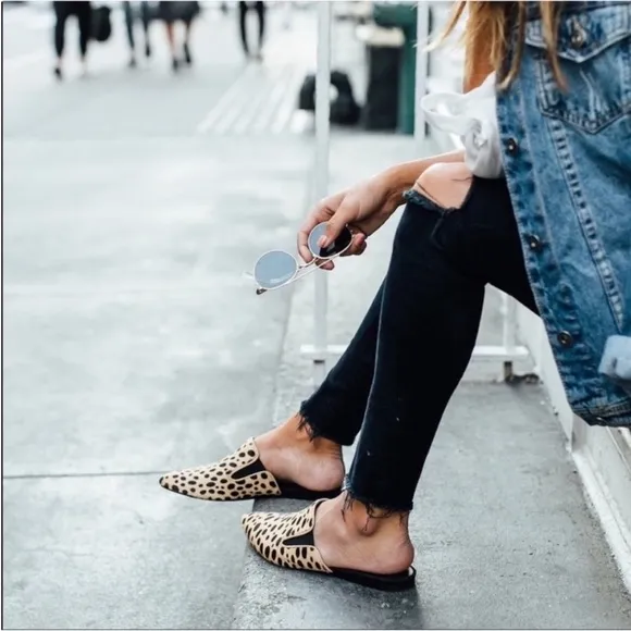 Jenni Kayne Pony Hair Cheetah Mules Sz 37 &amp; 40 Leopard Slides MobWife Y2K