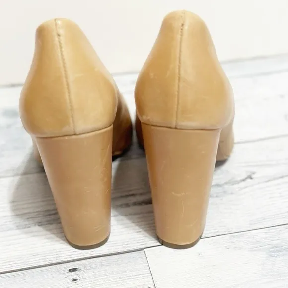 Jessica Simpson Block Heel Soft Leather Camel Color Pumps Heels NEW Sz 10