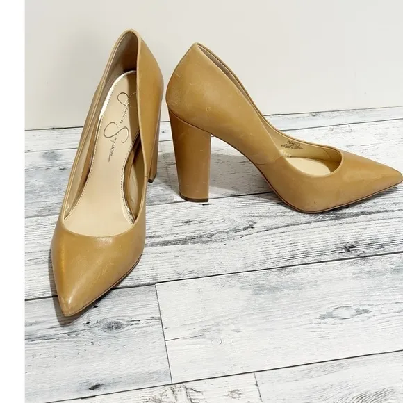 Jessica Simpson Block Heel Soft Leather Camel Color Pumps Heels NEW Sz 10