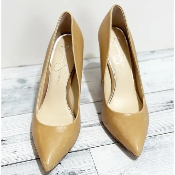 Jessica Simpson Block Heel Soft Leather Camel Color Pumps Heels NEW Sz 10