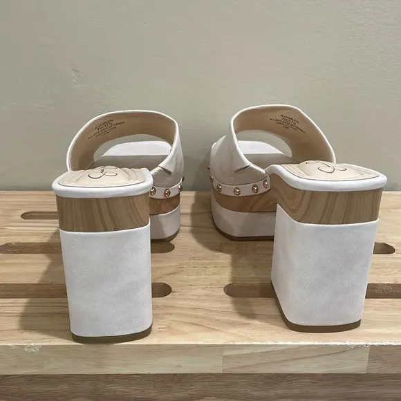Jessica Simpson ivory nubuck 7.5 8 clogs CHARLETE mule square toe pad new inbox