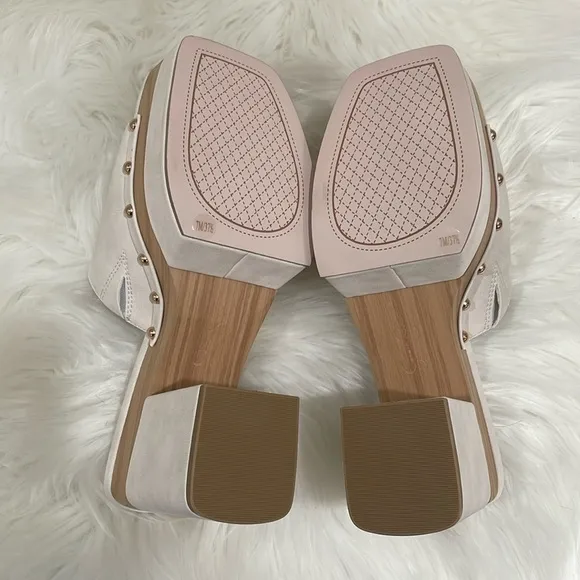 Jessica Simpson ivory nubuck 7.5 8 clogs CHARLETE mule square toe pad new inbox