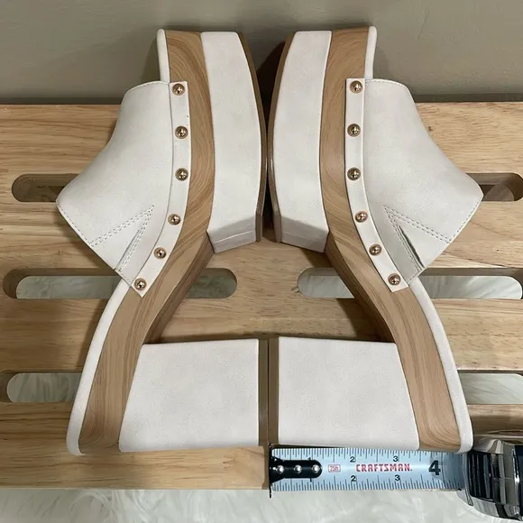 Jessica Simpson ivory nubuck 7.5 8 clogs CHARLETE mule square toe pad new inbox