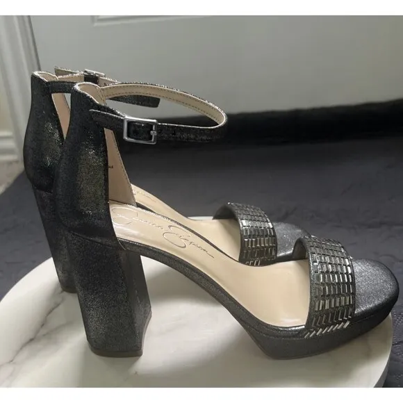 Jessica Simpson Siprio2 Block Heels Platform Open Toe Ankle Strap SZ 7.5M NWOB