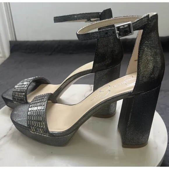 Jessica Simpson Siprio2 Block Heels Platform Open Toe Ankle Strap SZ 7.5M NWOB