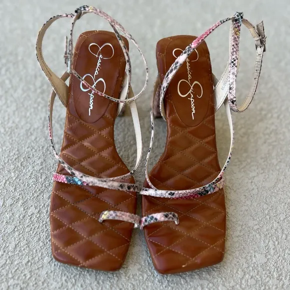 Jessica Simpson Zofia Sandal Snake Print Heels Size 7.5
