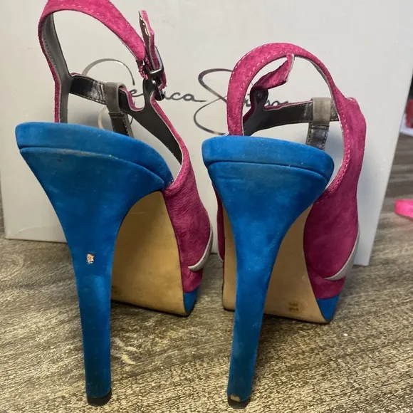 Jessica Simpson’s also cranberry heels open toe