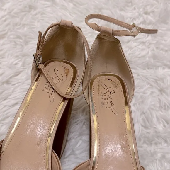 Jewel Badgley Mischka Cream Platform Heels with Ankle Strap