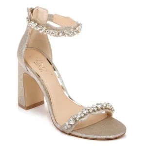 Jewel Badgley Mischka Odessa Crystal Adorned Block Heel New $119