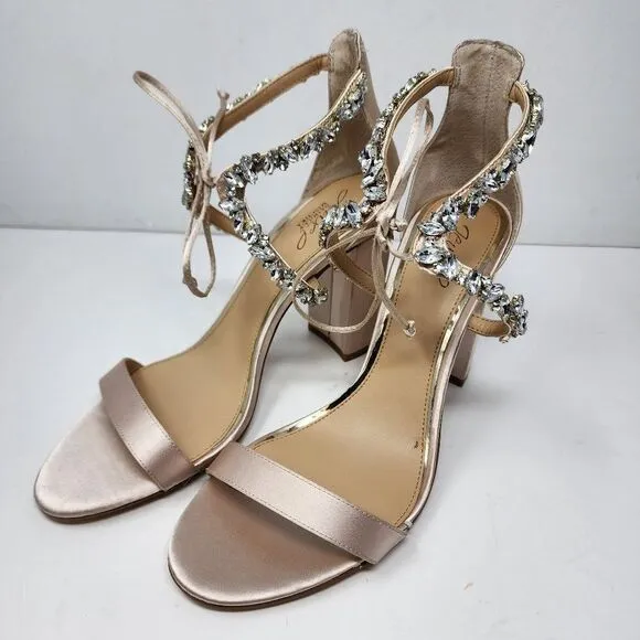 Jewel by Badgley Mischka Women's Heeled Sandal Light Peach, Women's Size 10