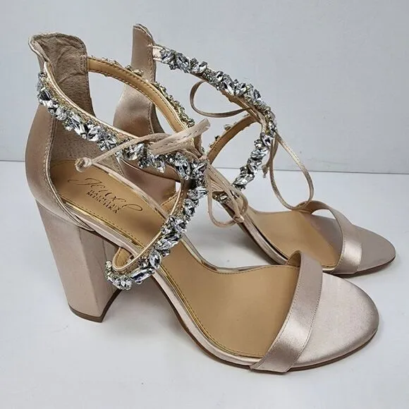 Jewel by Badgley Mischka Women's Heeled Sandal Light Peach, Women's Size 10