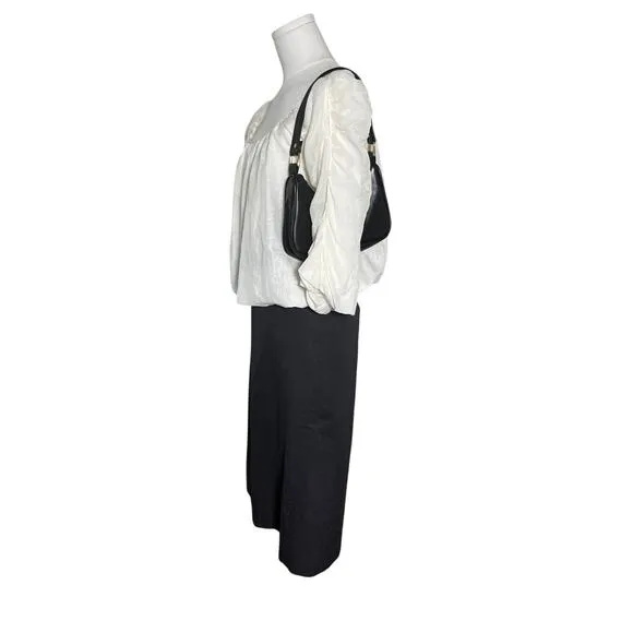 Jil Sander Italian Black pencil Skirt Cotton Bleed Size 36 Minimal Luxe