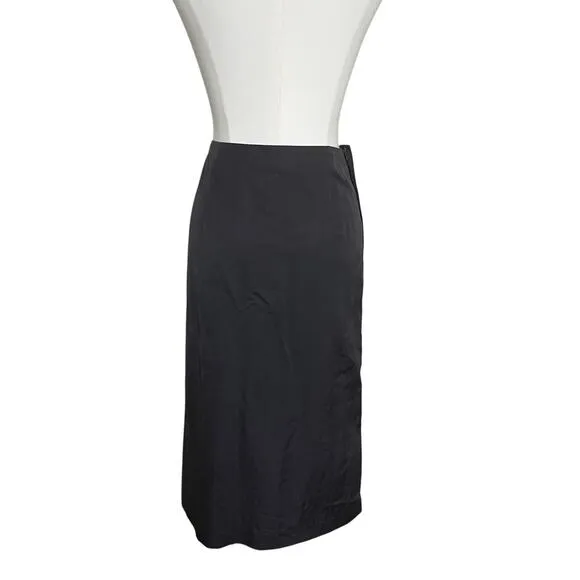 Jil Sander Italian Black pencil Skirt Cotton Bleed Size 36 Minimal Luxe