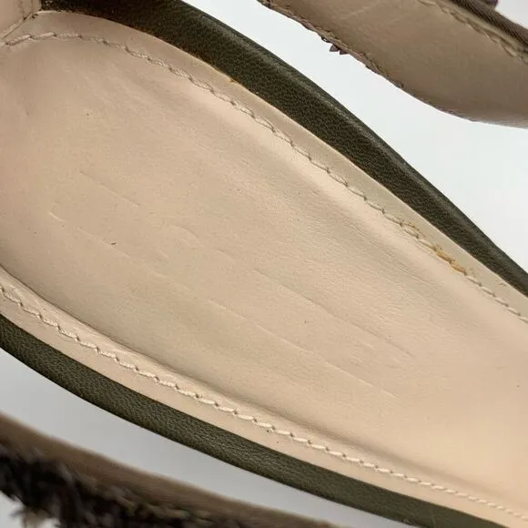 Jil Sander Micro Sequin Peep Toe Slingback Heels Olive Green Size 8.5