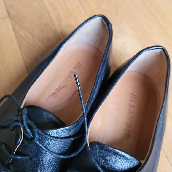 Jill Sander Leather Oxfords Black