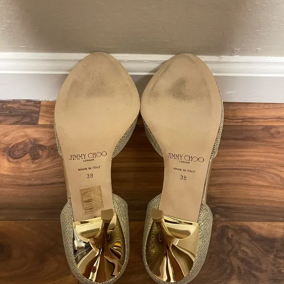 Jimmy Choo Gold Peep Toe Heels