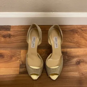 Jimmy Choo Gold Peep Toe Heels
