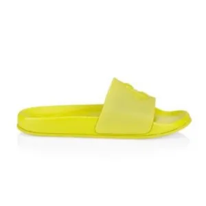 Jimmy Choo Port Logo rubber applique slides in Lime. Size 37