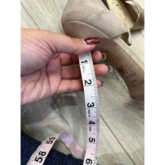 Jimmy Choo Tesoro Suede &amp; Glitter Sandal, Nude womens size 37 us: 6.5
