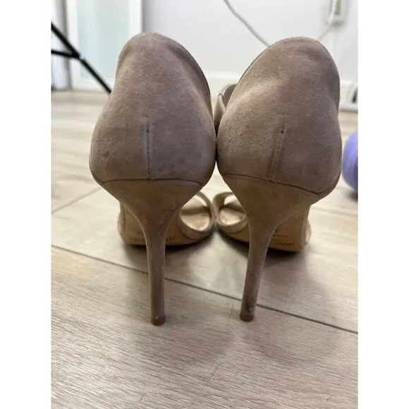 Jimmy Choo Tesoro Suede &amp; Glitter Sandal, Nude womens size 37 us: 6.5