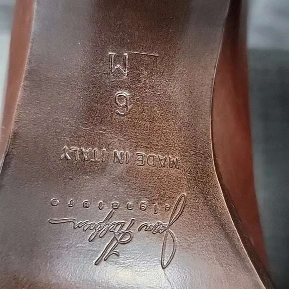 Joan Helpern VTG Brown Leather Peep Toe block heels  Italy Women's Shoes SZ 6M